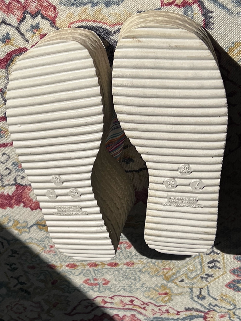 Vintage Y2K Striped Satin Platform Espadrille Wedge Flip Flop Sandals Sz 7 / 38 - Picture 5 of 6